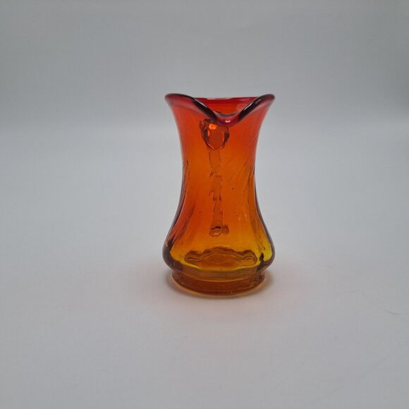 Pilgrim Hand Blown Swirl Glass Vase Pitcher With Applied Handle Amberina Vintage - Picture 8 of 12
